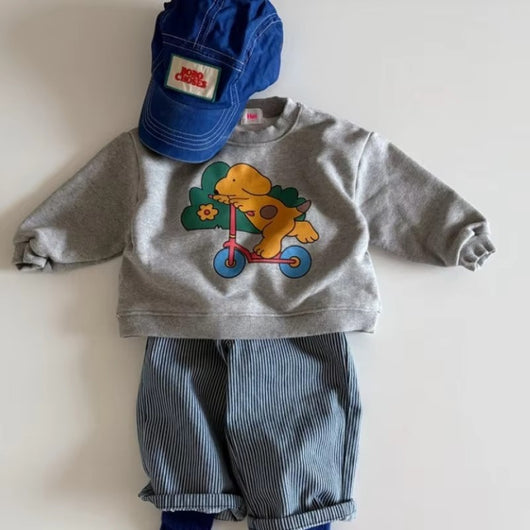 Pawfect Pals Cartoon Dog Sweatshirt – Kids Long Sleeve Pullover