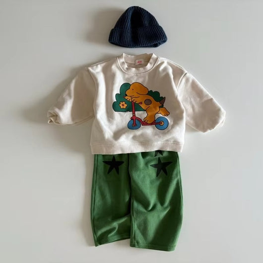 Pawfect Pals Cartoon Dog Sweatshirt – Kids Long Sleeve Pullover