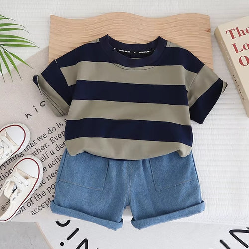 Little Gentleman Summer Set – Boys Short Sleeve Top & Shorts